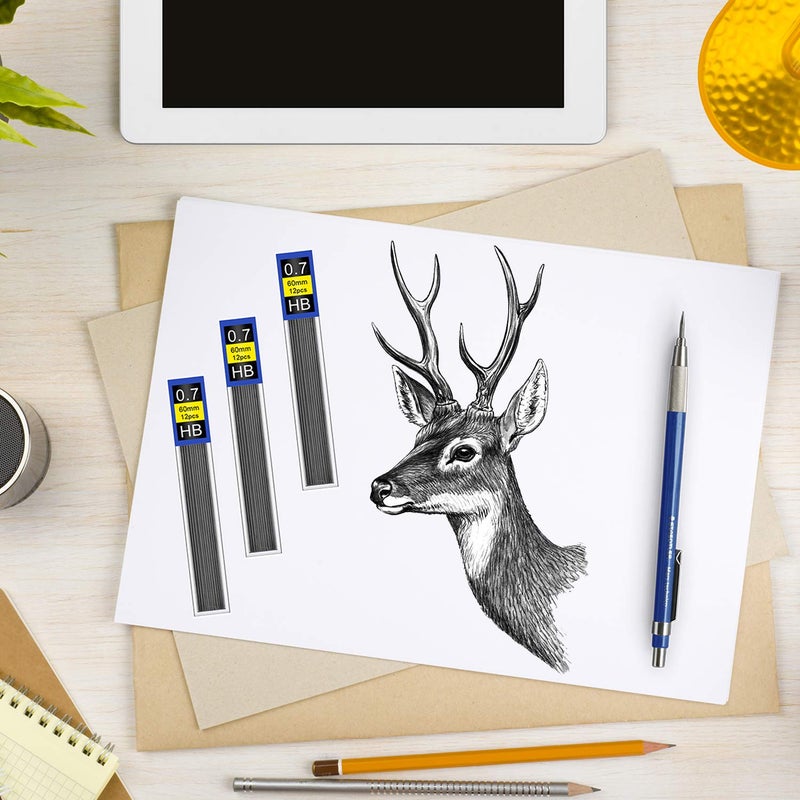 Morepack مزيد من التعبئة 240 قطعة من إعادة تعبئة الرصاص مع صندوق بلاستيكي، 0.7 مم HB، إعادة تعبئة قلم رصاص ميكانيكي مقاوم للكسر، 20 أنبوب - Image 5